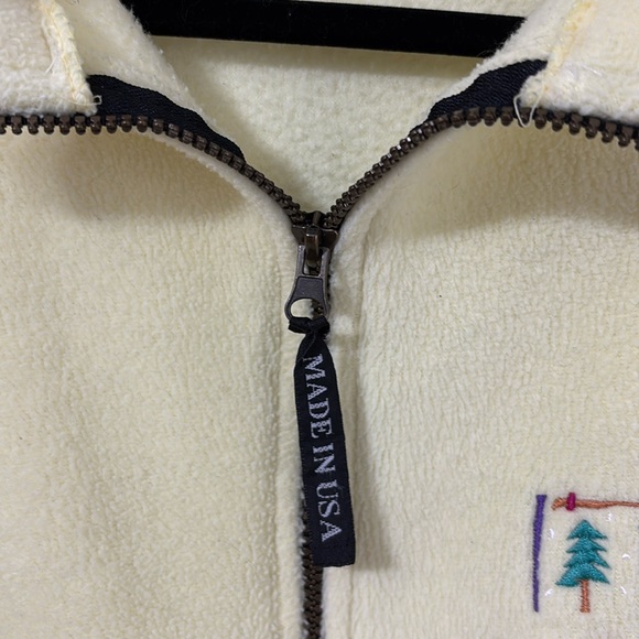 Vintage‎ Made in the USA Yellow Alaska Fleece Jacket Size S Zippered Embroidered - Picture 4 of 10